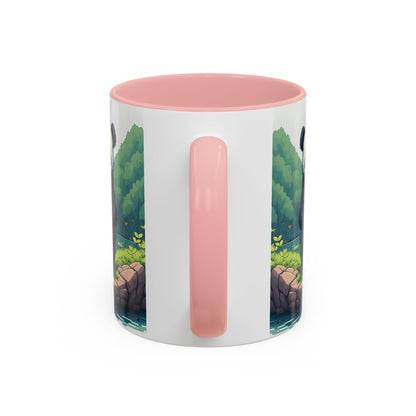 Panda fishing with kid Accent Coffee Mug, 11oz