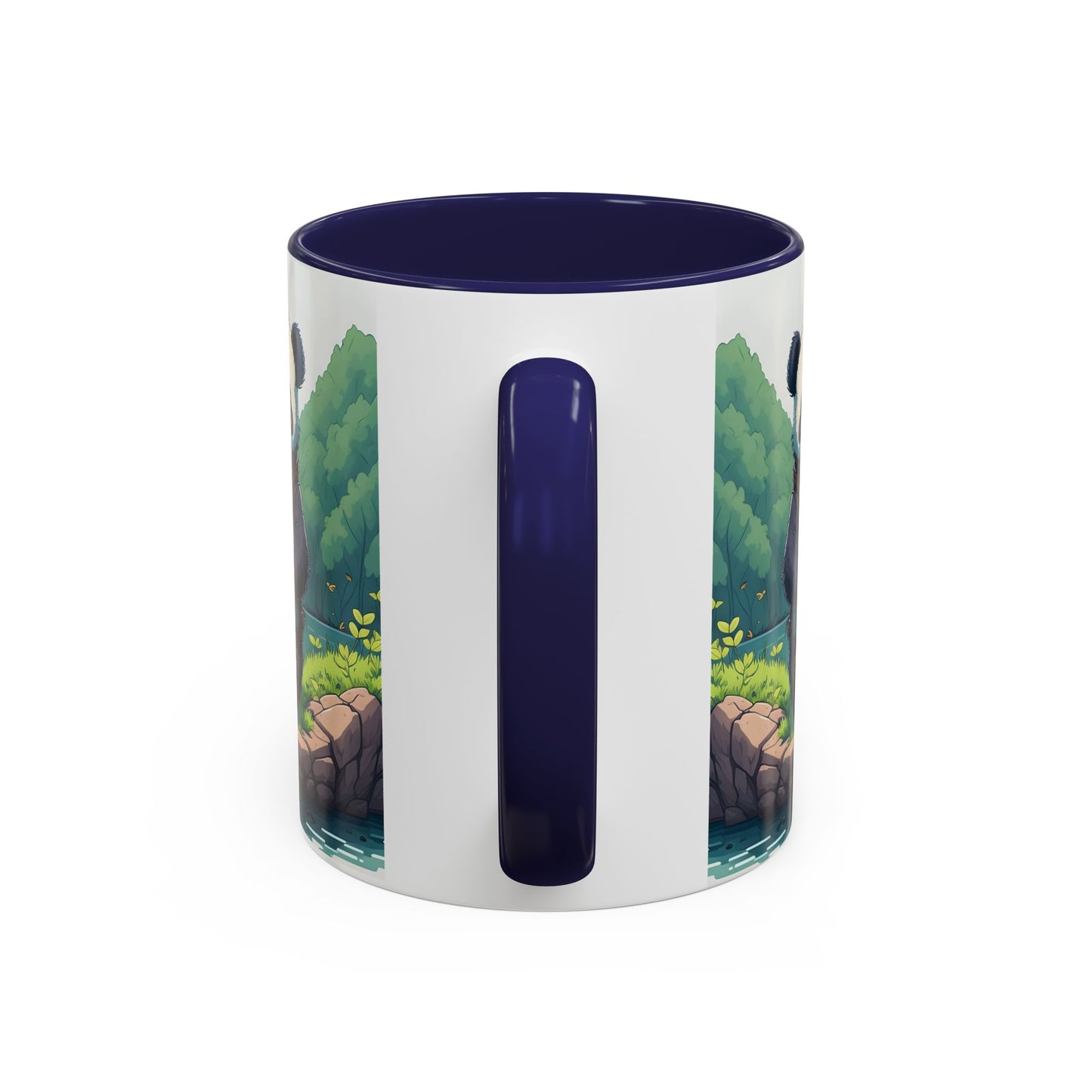 Panda fishing with kid Accent Coffee Mug, 11oz