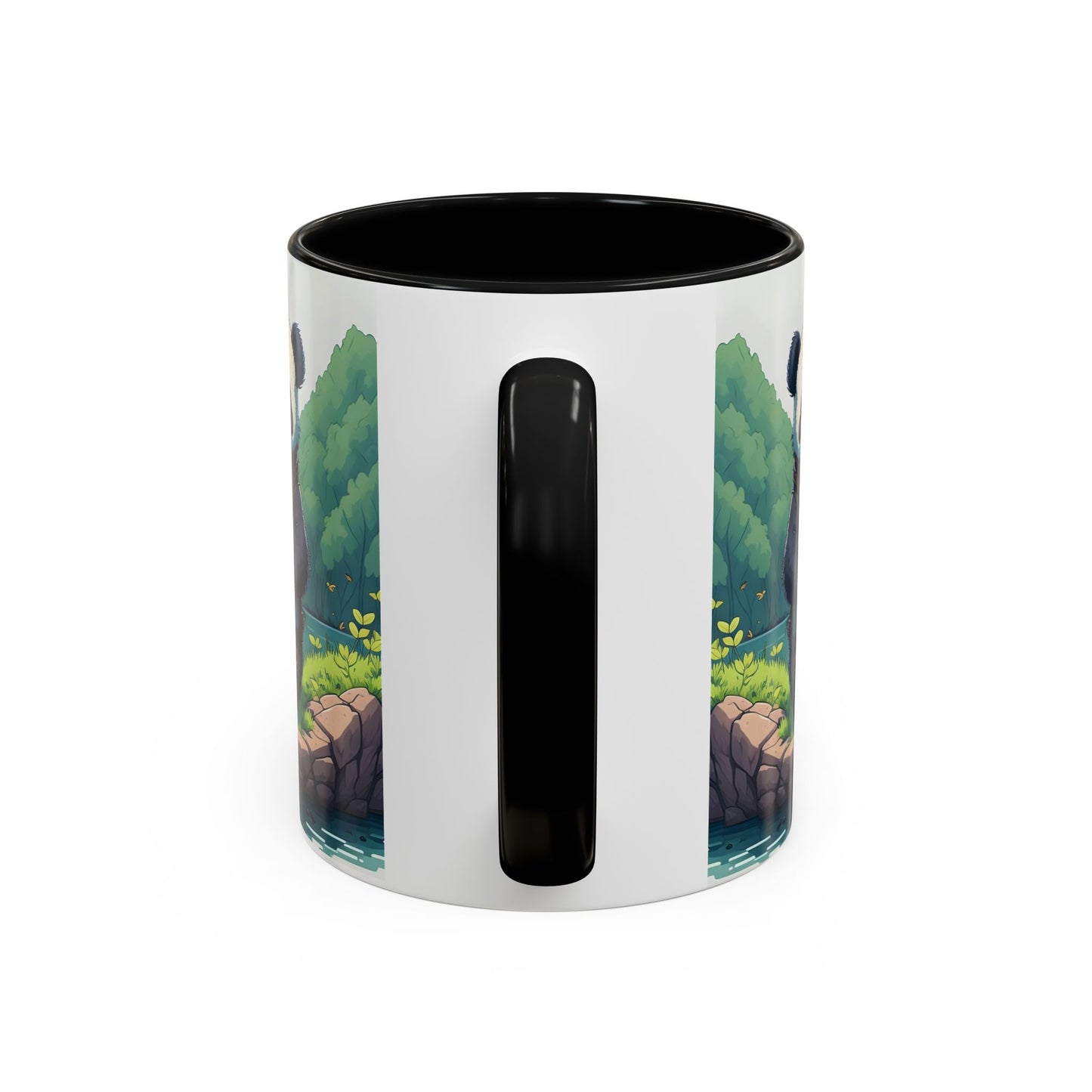 Panda fishing with kid Accent Coffee Mug, 11oz