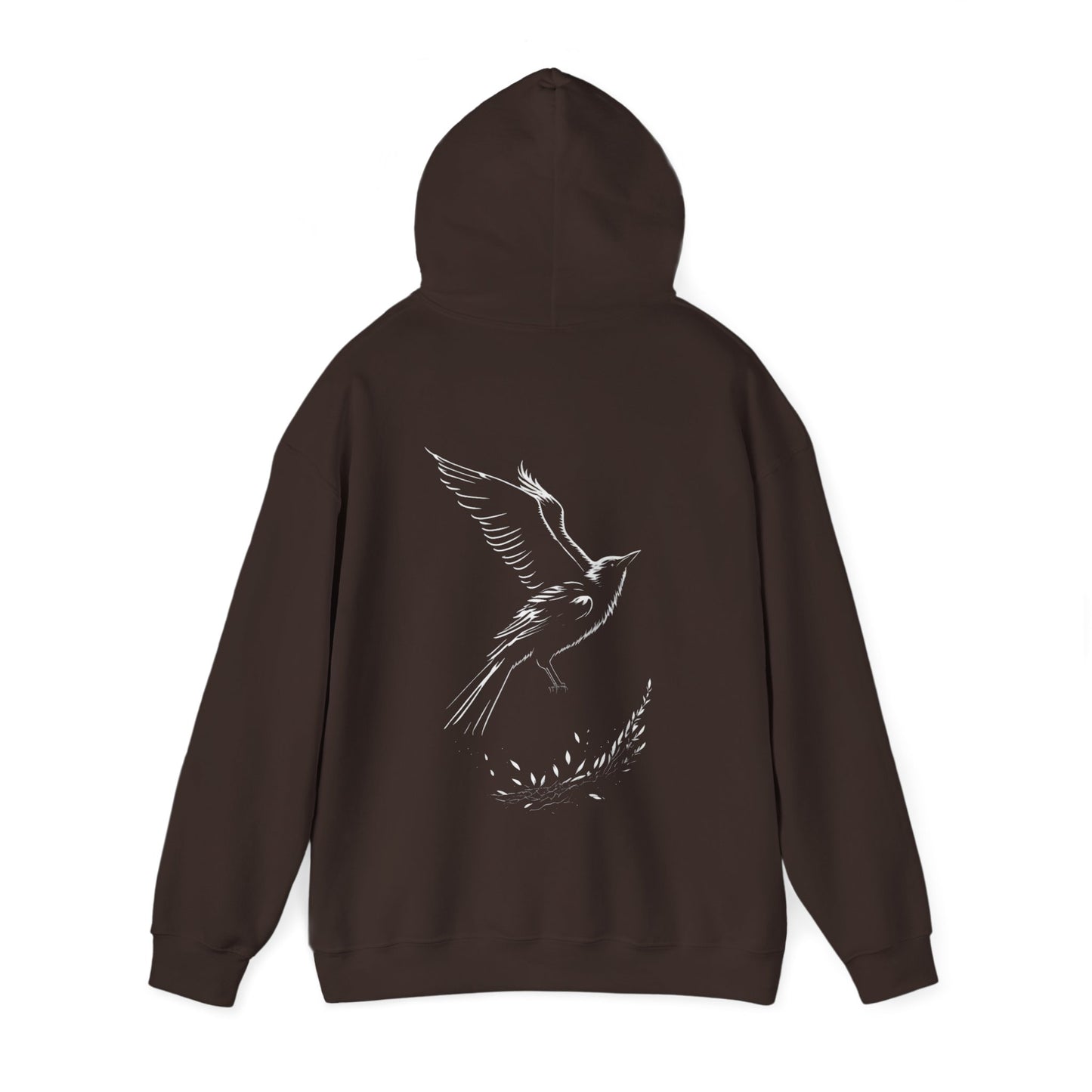 Black and White Silhouette Bird Flying Graphic Unisex Heavy Blend™ Hooded Sweatshirt