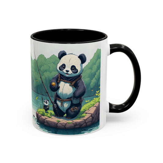 Panda fishing with kid Accent Coffee Mug, 11oz