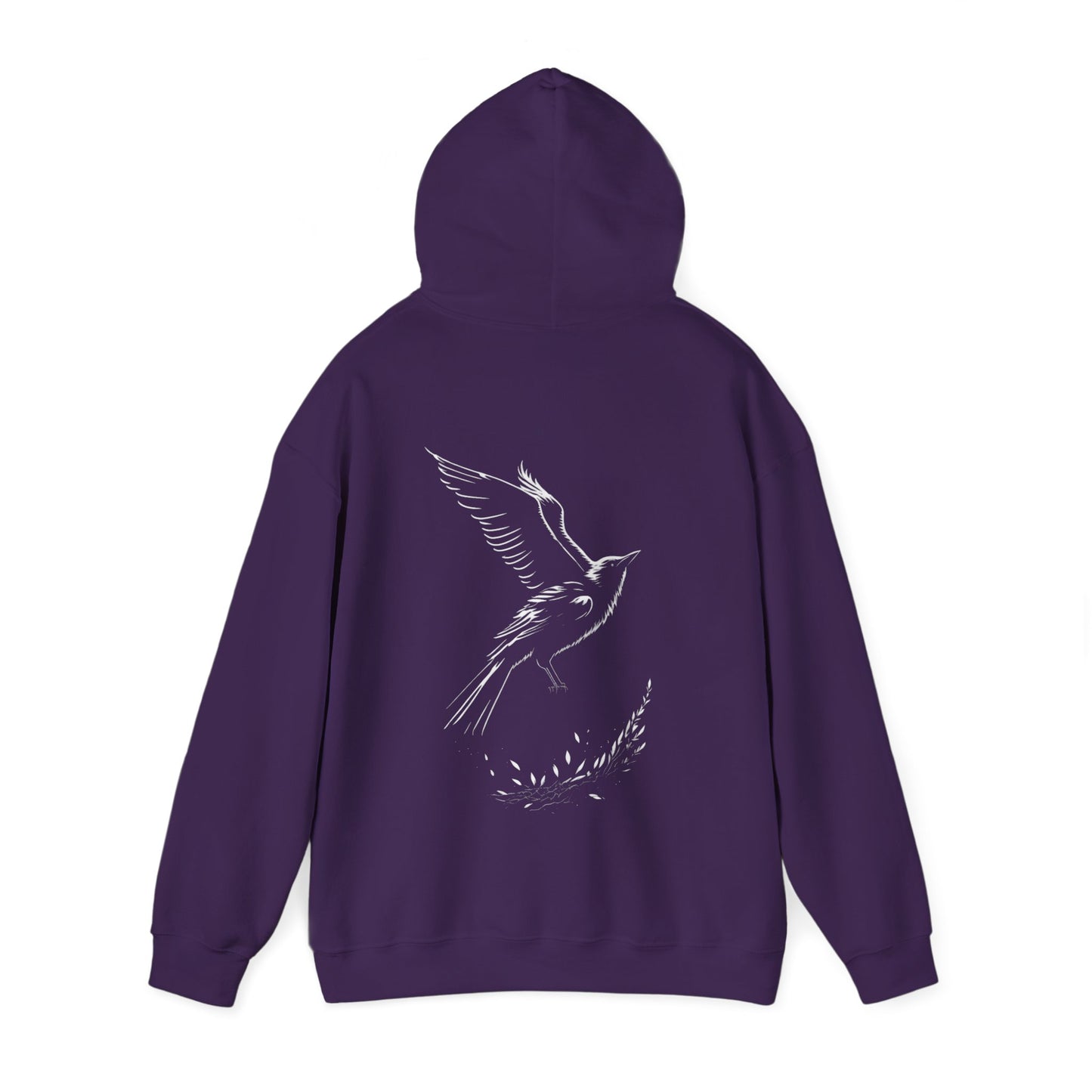 Black and White Silhouette Bird Flying Graphic Unisex Heavy Blend™ Hooded Sweatshirt