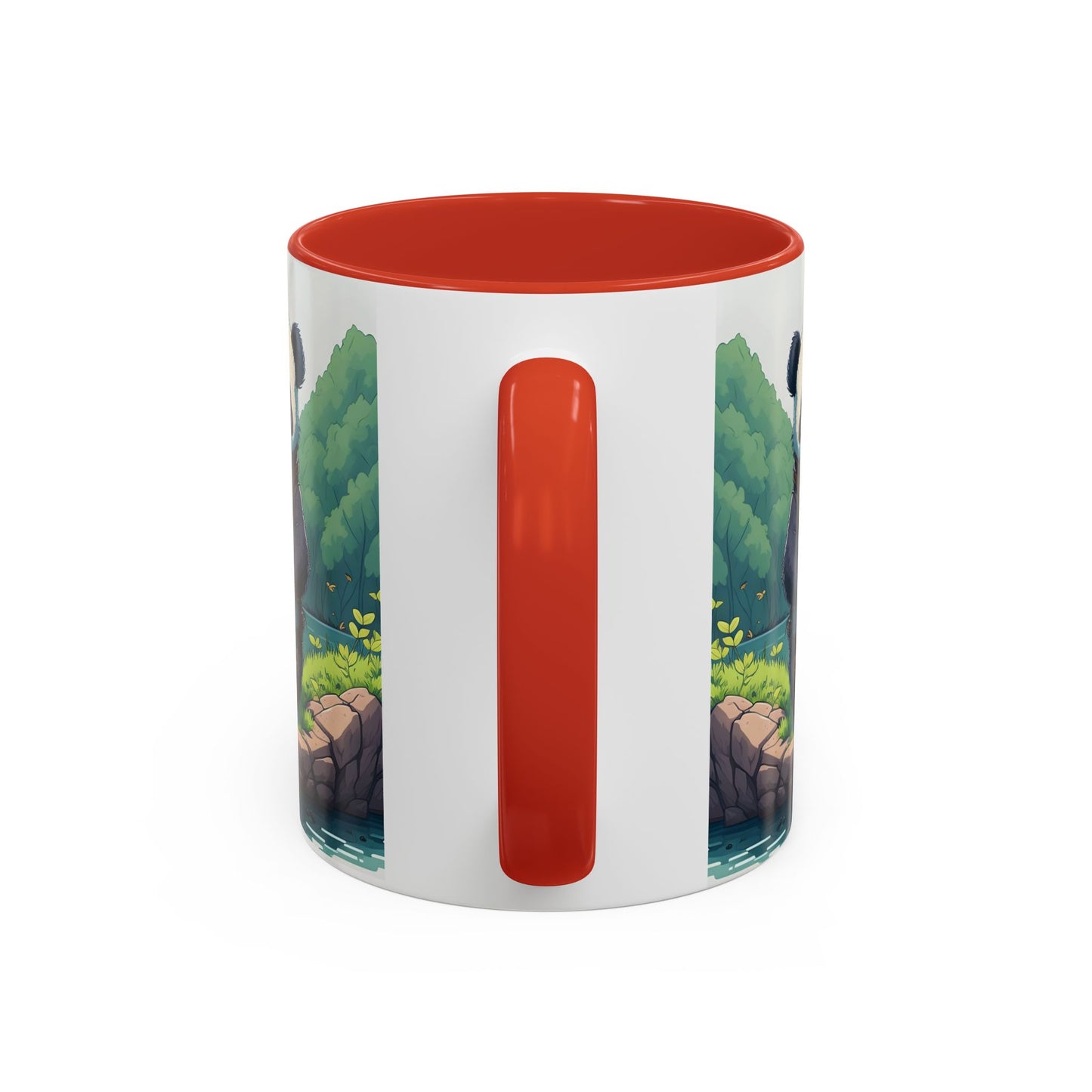 Panda fishing with kid Accent Coffee Mug, 11oz