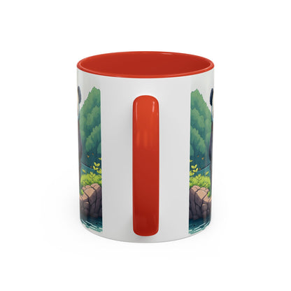 Panda fishing with kid Accent Coffee Mug, 11oz